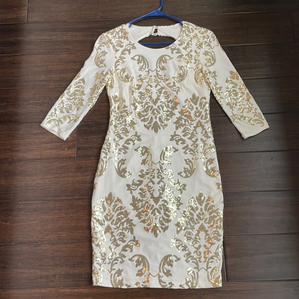 White and Gold Sequin dress